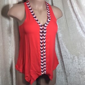 Parker Plunge Neckline Beaded Sleeveless Top Large